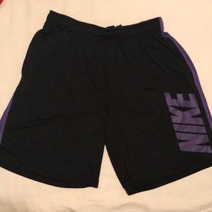 Nike dri-fit black and purple athletic shorts